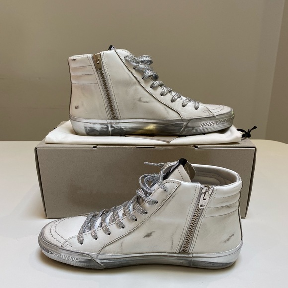 Golden Goose Slide White/Gold/Silver sz 39 NIB - Picture 5 of 11